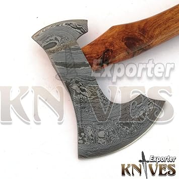 Handmade Damascus Steel Viking Camping Axe Wooden Handle 668