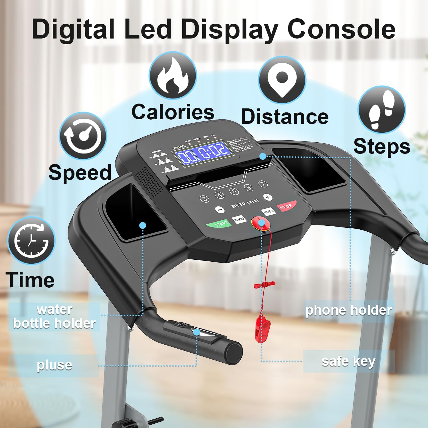 Folding Treadmill with Incline, 2.5HP Portable Treadmill for Home, 250LBS Capacity, MP3 Electric Foldable Running Machine with 12 Programs for Apartment Workout