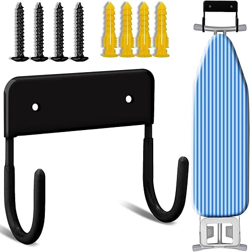 Soporte de pared para tabla de planchar para cuarto de lavado, color negro