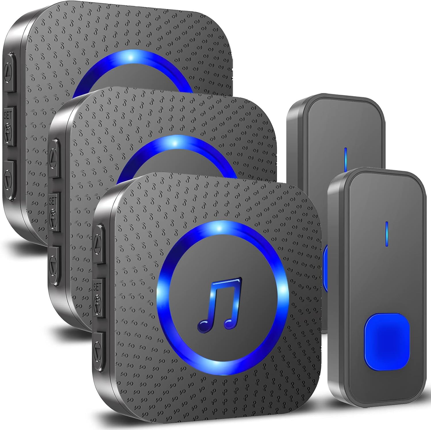 SURFOU Wireless Doorbell with 3 receivers 2 Buttons,IP55 Waterproof