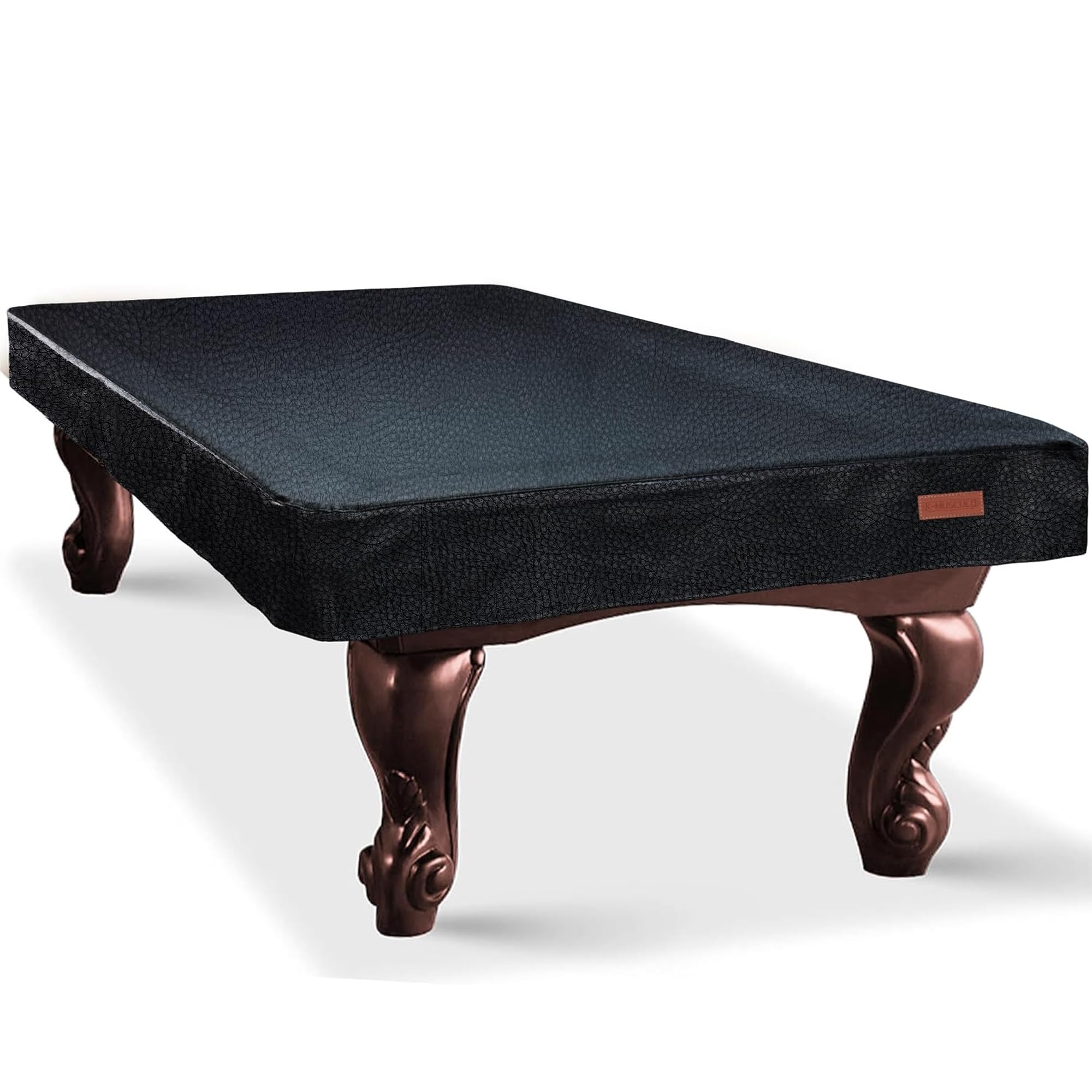 K-Musculo Pool Table Cover, Heavy Duty Leatherette Billiard Table Cover, Waterproof and Tearproof, 7/8/9 Foot Fitted(Black, 8FT) Big Lychee Grain