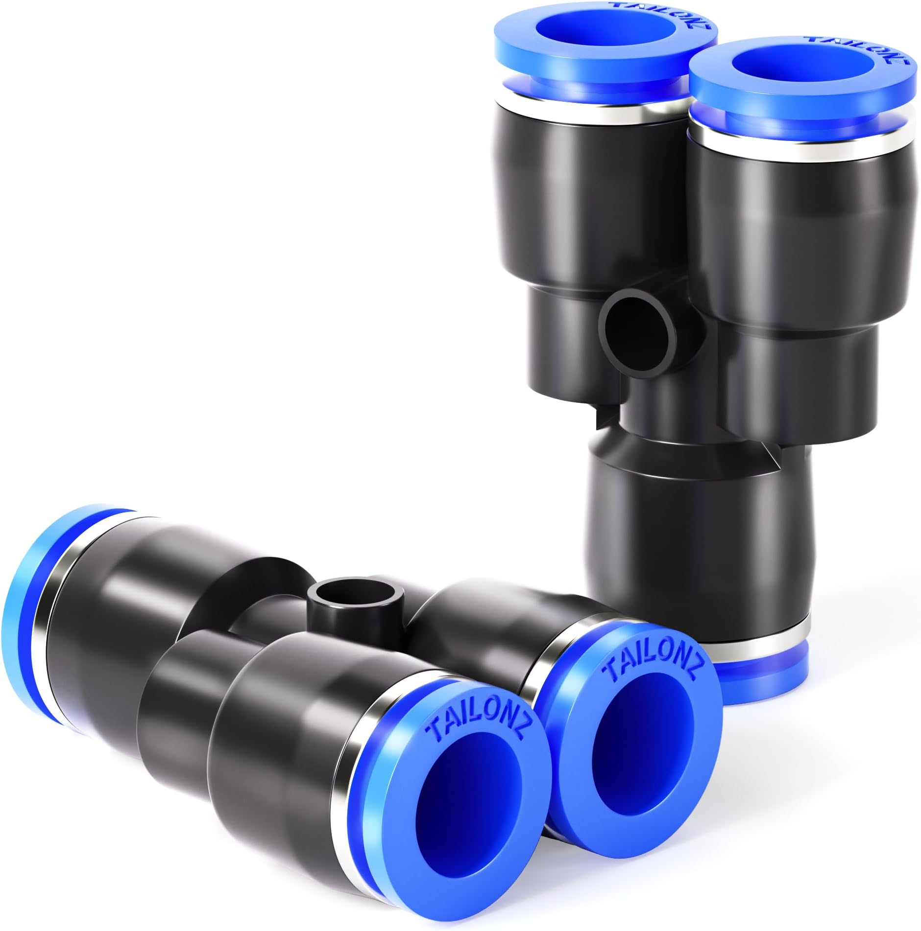 TAILONZ PNEUMATIC Blue Y spliter 3 Ways - 8MM Tube OD Push to Connect Tube Quick Fittings Push Lock PY-8 (Pack of 10)