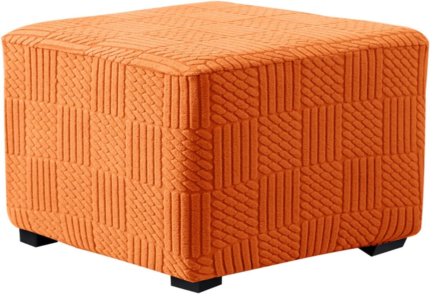 Stretch Ottoman Slipcover Footstool Cover Square,Ottoman Covers with Elastic Bottom,Ottoman Foot Stool Square Protector Covers, Machine Washable(#5,60x60cm/24x24in)