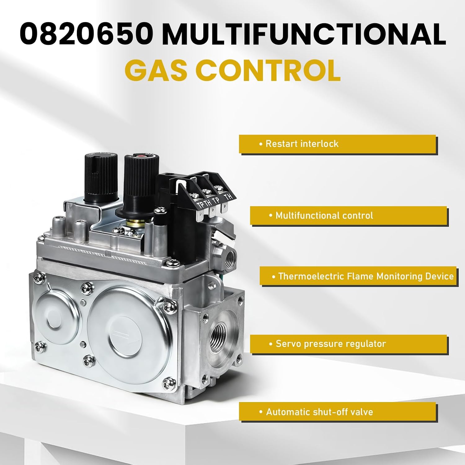 0820652 Natural Gas Fireplace Valve Replacement, J6830 Millivolt NG Gas Control Valve Replacement Compatible with SIT-820 Nova Valves Suitable for Various Direct Vent Fireplaces Stoves and Gas Logs