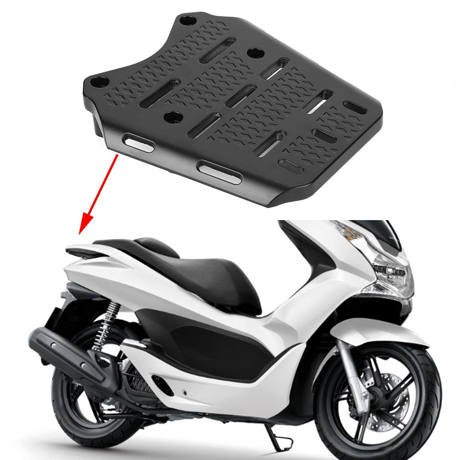 PCX Gepäckträger, Heckgepäckträger, Motorradgepäckhalter für PCX 125 150 2014–2019, CNC-Aluminium-Legierung mit 4 x Schrauben für Motorräder, Heckträger für Motorräder, Aluminium-Motorräder