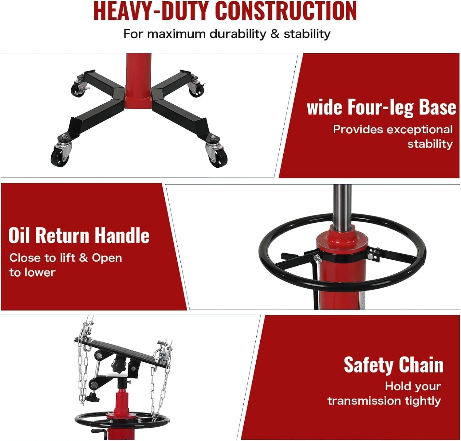 GAOMON Hydraulic Transmission Jack,1100 Lbs (1/2 Ton) Capacity,Telescopic Lift from 33.8" to 72.8",360° Swivel Wheels, Foot Pedal,2-Stage Adjustable for Garage Use