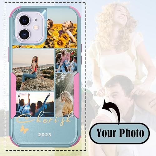 Vista 175 de Funda de fotos personalizada para Apple iPhone 11 Pro Max, patrón de collage a cuadros, personalizado para hacer imágenes en gruesa 3 híbrida Rosa