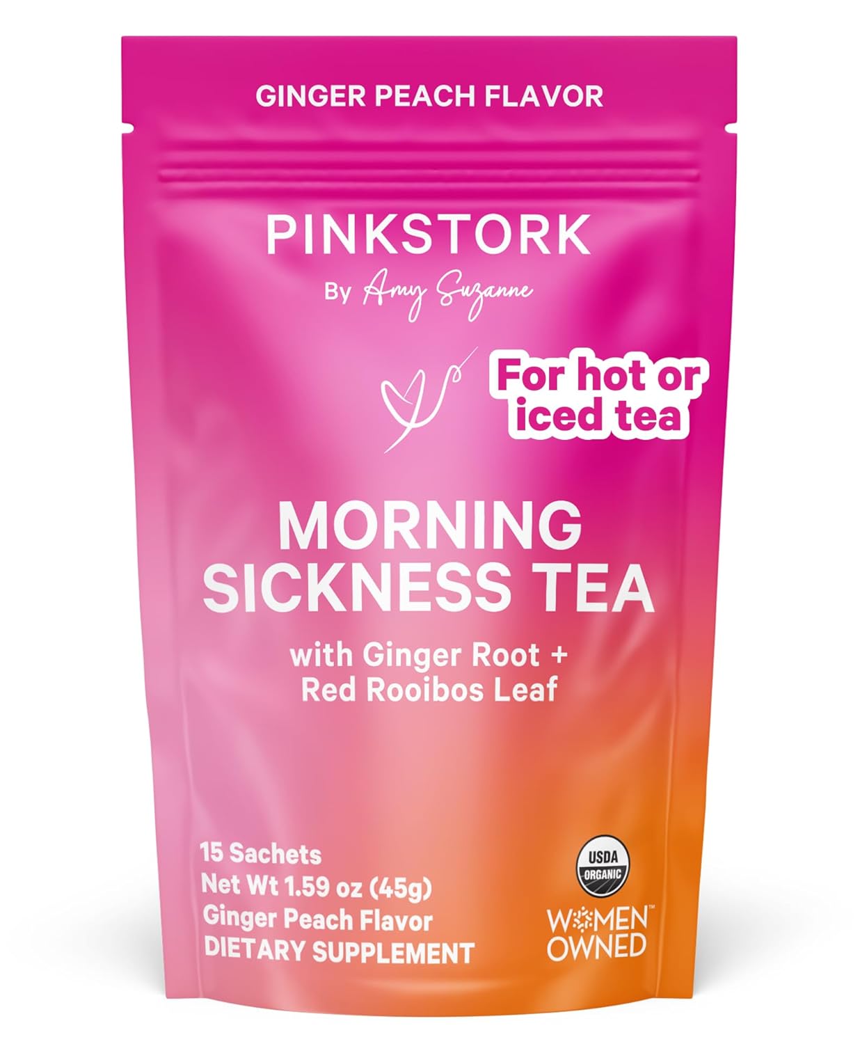 Pink Stork Organic Morning Sickness Pregnancy Tea – Hot or Iced Tea – Prenatal Heartburn, Indigestion, and Constipation Support – 1st Trimester Pregnancy Must Haves – Ginger Peach, 15 Sachets Pink Stork Organic Morning Sickness Pregnancy Tea – Hot or Iced Tea – Prenatal Heartburn, Indigestion, and Constipation Support – 1st Trimester Pregnancy Must Haves – Ginger Peach, 15 Sachets
