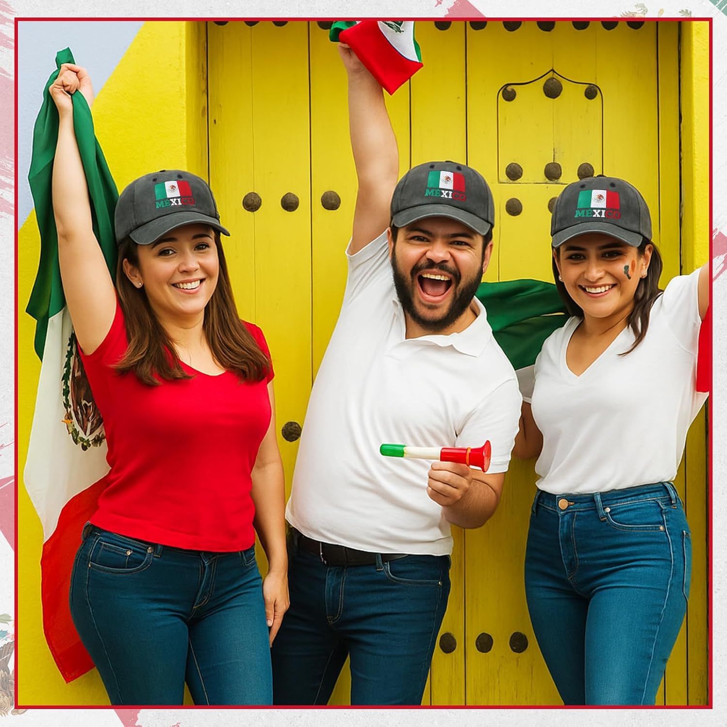 3 Pcs Mexico Flag Baseball Cap for Men Women Mexican Independence Day Hat Adjustable Cotton Baseball Cap - Image 5