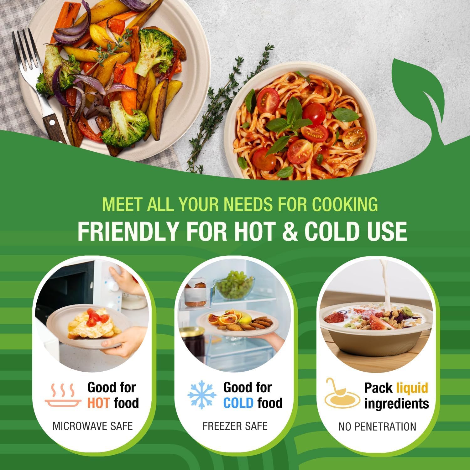 6 Inch White Compostable Plates Bulk [500 Count] – Biodegradable Sugarcane Fiber Dinner Plates, Heavy-Duty & Microwavable Disposable Plates for Weddings, Parties, BBQs