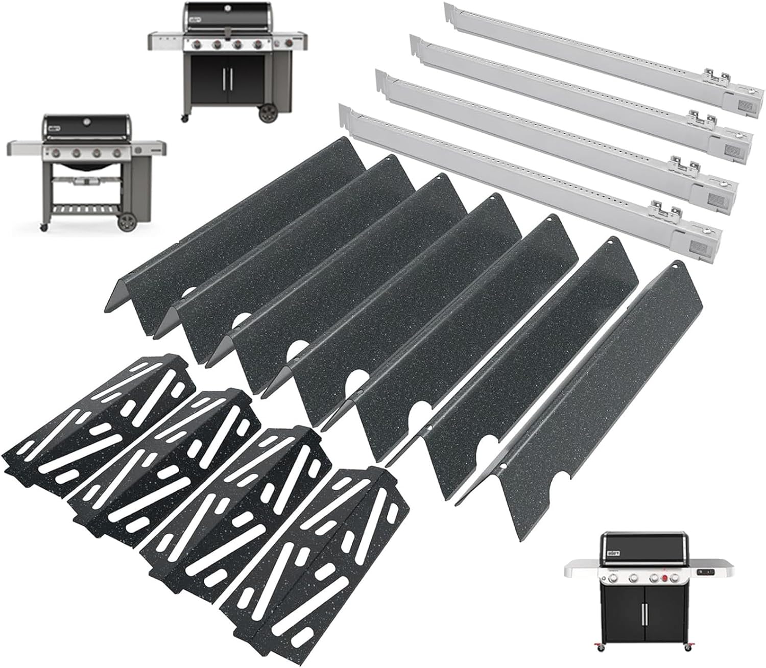 GS4 Genesis II Grill Part for Weber 4 Burner Genesis II & II LX 400 SER II E410 E435, Weber Genesis 400(2022 YRS) Replacement for Webber Flavorizer Bars 66033 66797,Heat Deflectors 66041&Burners 67490