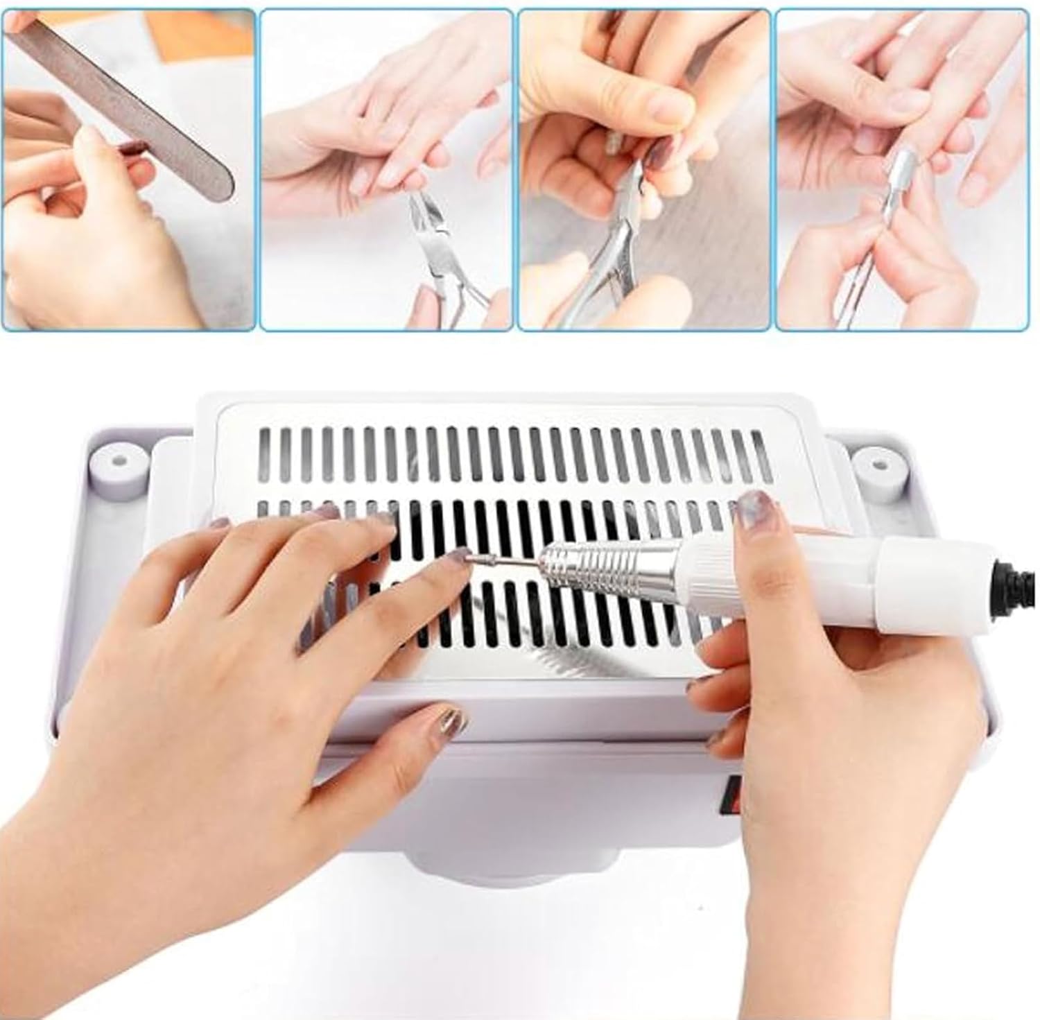 13-Watt Powerful Table Nail Dust Collector, High-Efficiency Vacuum Suction System for Acrylic Gel Nail Polishing, Manicure Tool Featuring Dust Bag for Salon & Home Use