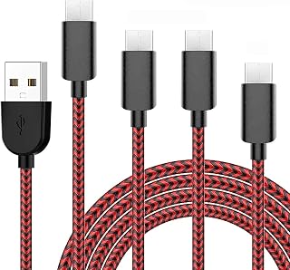 Type C Charging Cable Fast Charge (3FT 6FTx2 10FT) Type C Charger Cables 3.0A Fast Charging Cord for Samsung Galaxy S20 /S20+ S10 S10e Note 10 9 S9 S8 Plus LG V30 G6 G5 (Black Red)