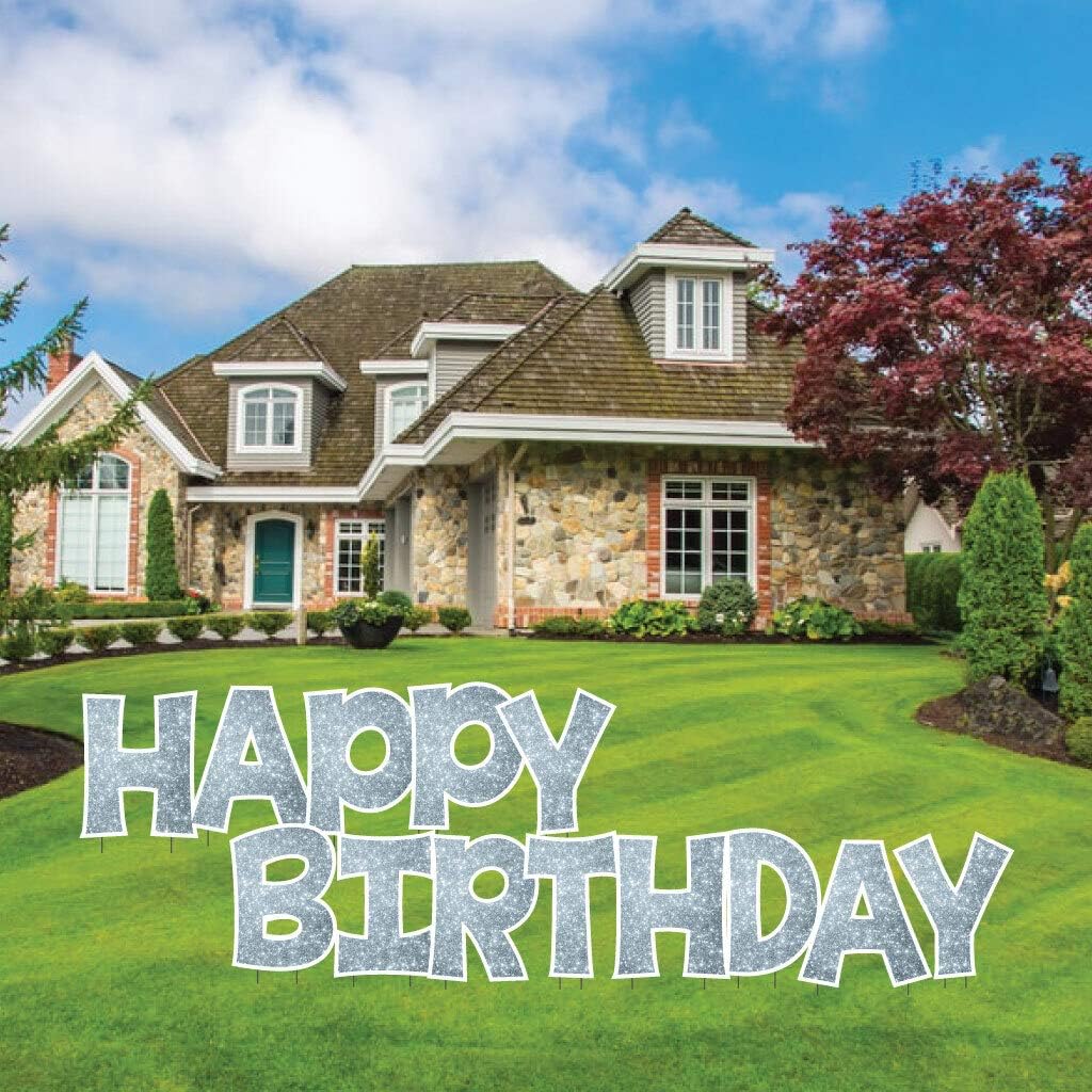 Happy Birthday Letters Yard Card, KG The Last Time, 22.75 Inches High, 13pcs Includes Stakes Waterproof Corrugated Plastic (Pool Party Blue 13137)