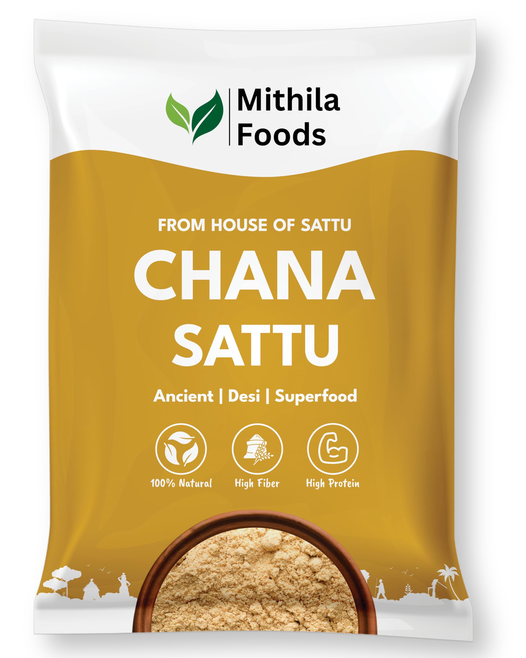 MITHILA FOODS 3 Kg Authentic Bihari Chana Sattu (Value Pack) | High Protein, Fiber, Superfood | 100% Fresh Natural Roasted Gram Channa Flour | Hydrating, Instant Energy Booster | Traditional Flavor From Bihar