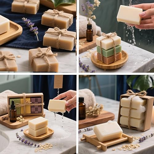 Miniatura 6 de Paquete de 3 moldes de silicona para jabón, 6 moldes de jabón rectangulares, diferentes formas de moldes de silicona en forma de flor, adecuados