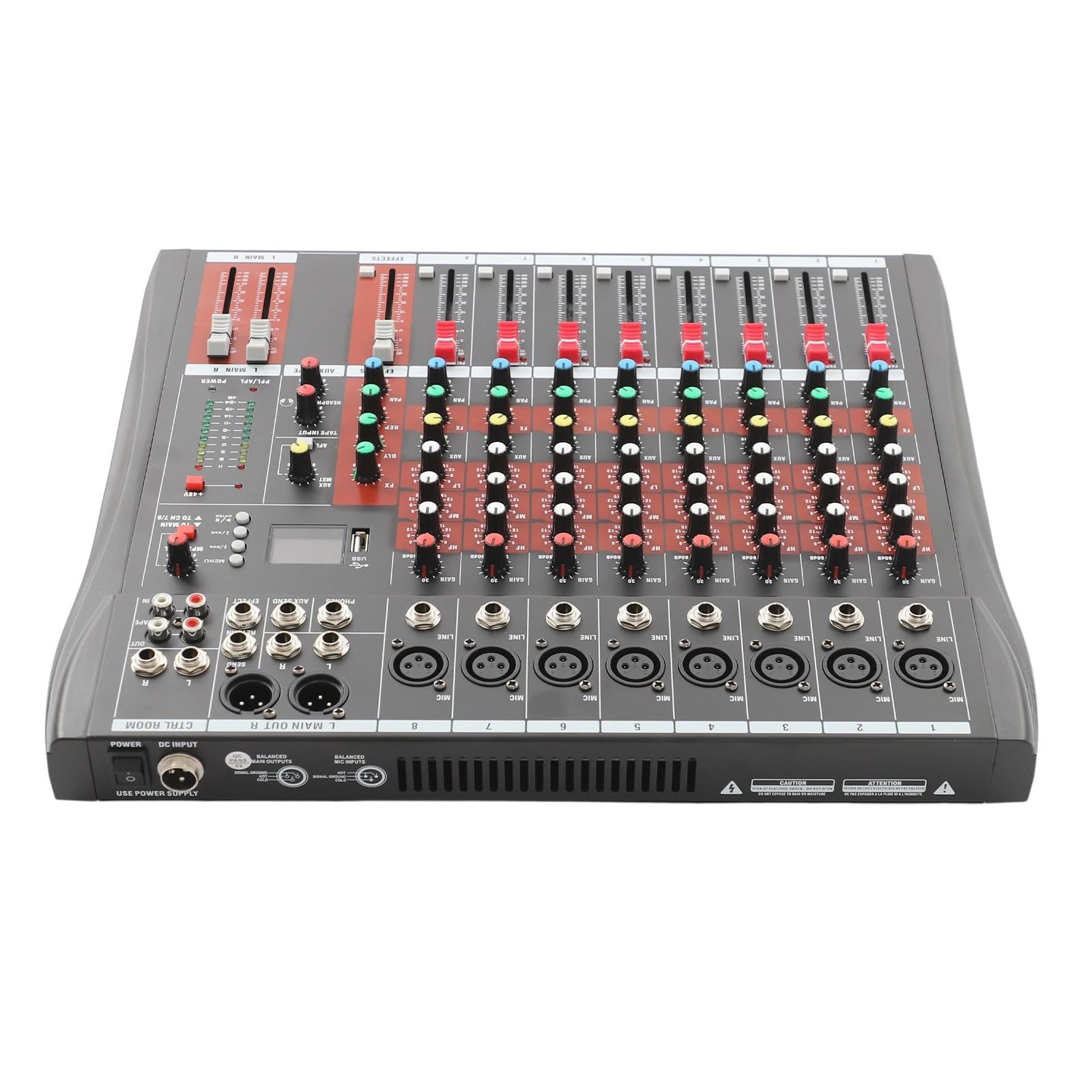 8-Channel Mixer Console, Professional DJ Mixer, 8-Channel DJ Mixing Console