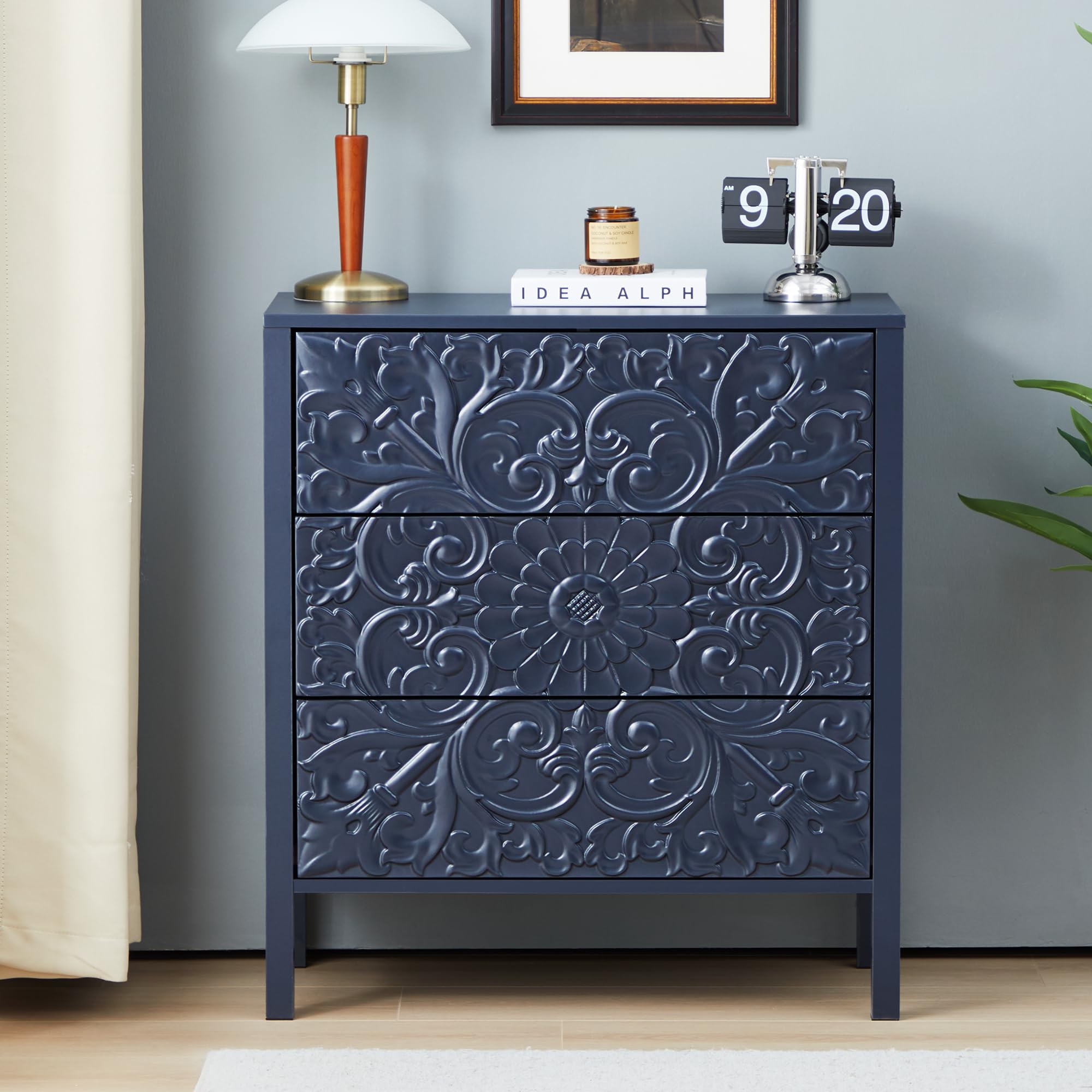 blue small dresser Amazon.com: weselon 3 Drawer Flower Motif Dresser, Accent Dresser Chest  with 3 Drawers, Luxury Nightstands Set of 2 for Bedroom, Small Wide  Nightstand for Living Room, Bedroom, Entryway (2, Gray Blue) : Home &  Kitchen