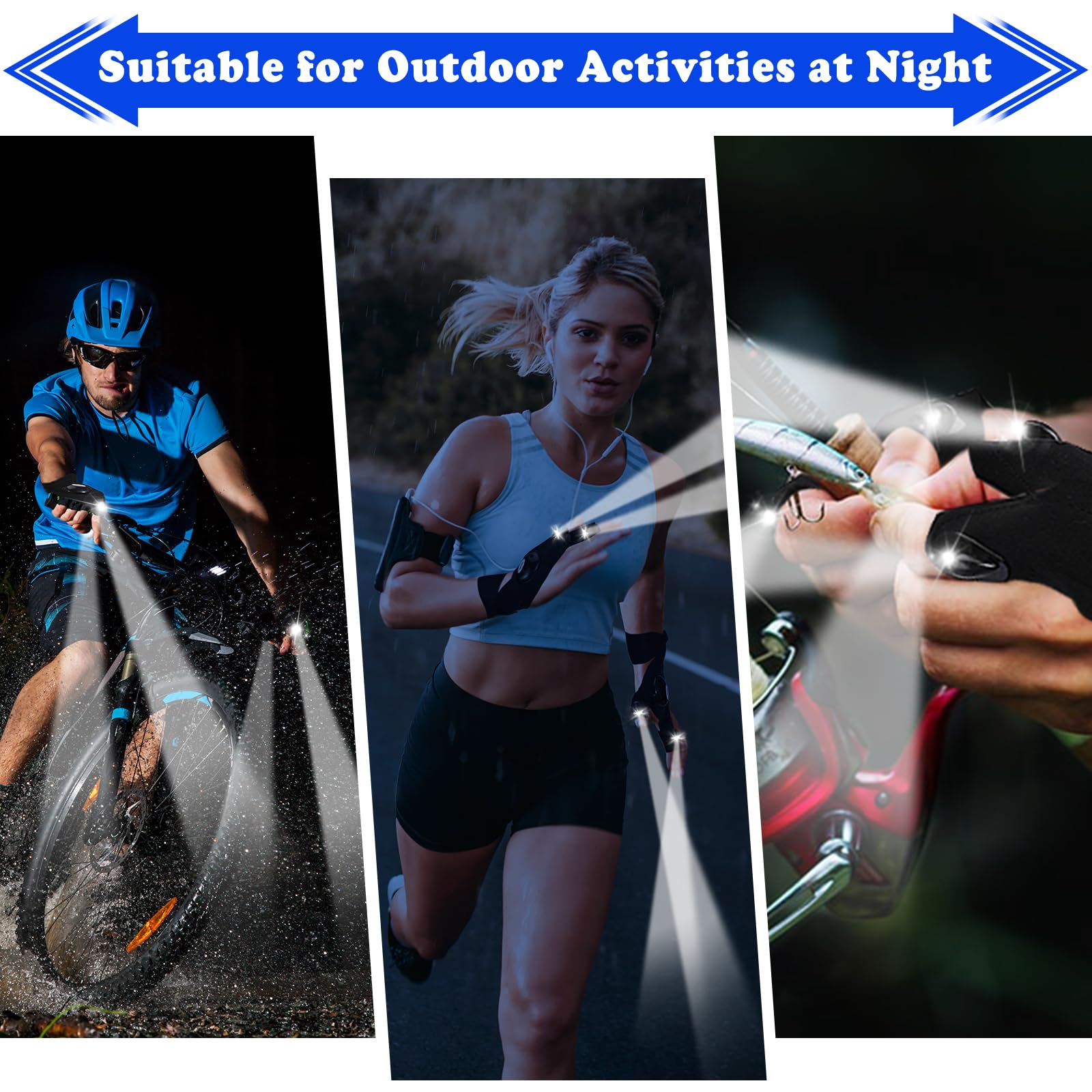 SUYUKI LED Flashlight Gloves, Stocking Stuffers for Adults Him Fathers Day Gift Ideas for Men Birthday Christmas Gifts Cool Gadget Finger Lights for Fishing Camping Mechanic Car Guy Repairing