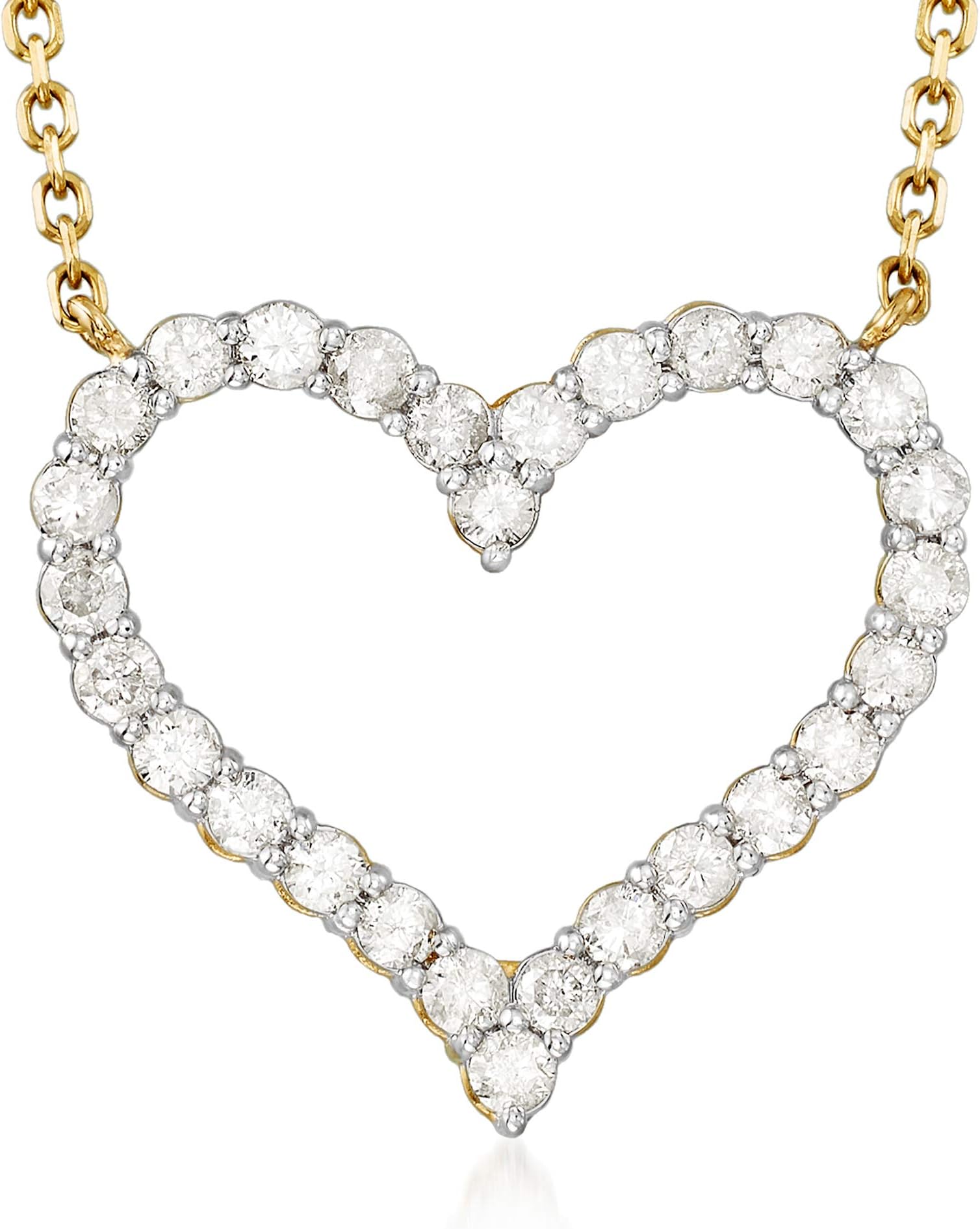 Ross-Simons1.50 ct. t.w. Diamond Heart Necklace in 14kt Yellow Gold
