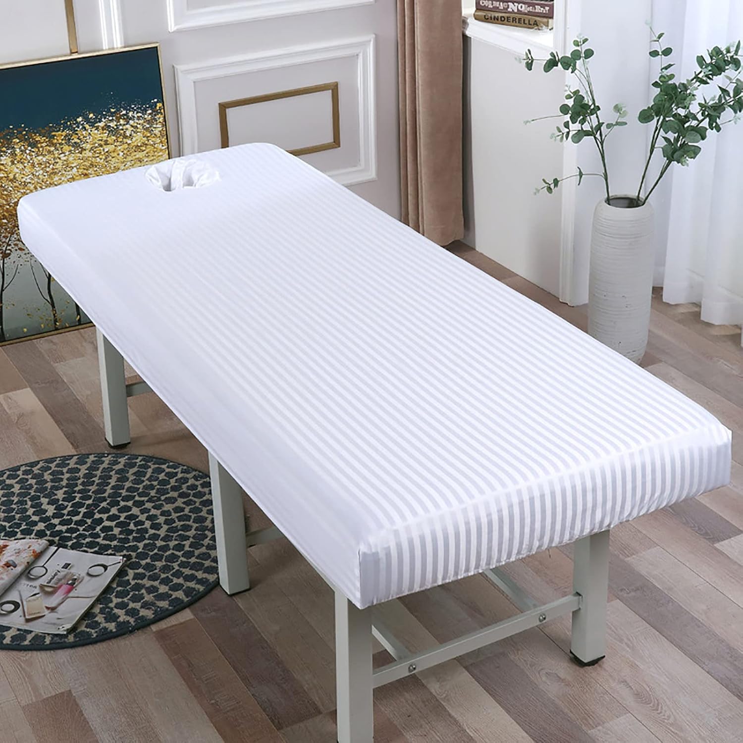 ZYFAB Massage Table Sheet, Massage Couch Fitted Sheets for Beauty Salon Spa Forepart Hole Elastic All-Round Wrap Massage Bed Cover,Red,190x70cm
