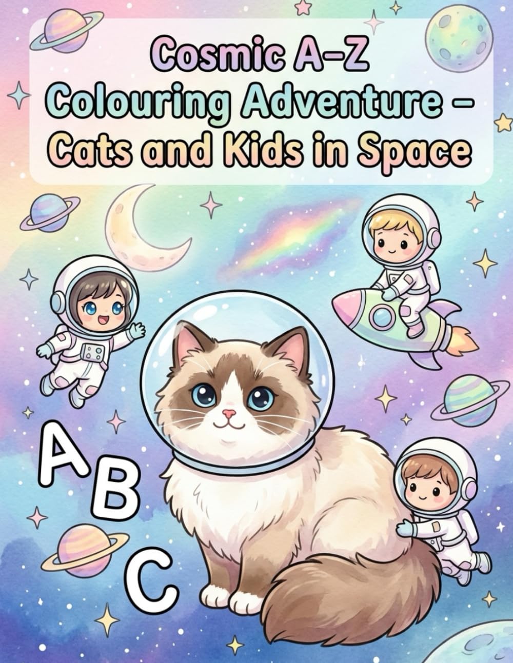 Cosmic Colouring Adventures: Cat & Kids in Space: Coloring Book