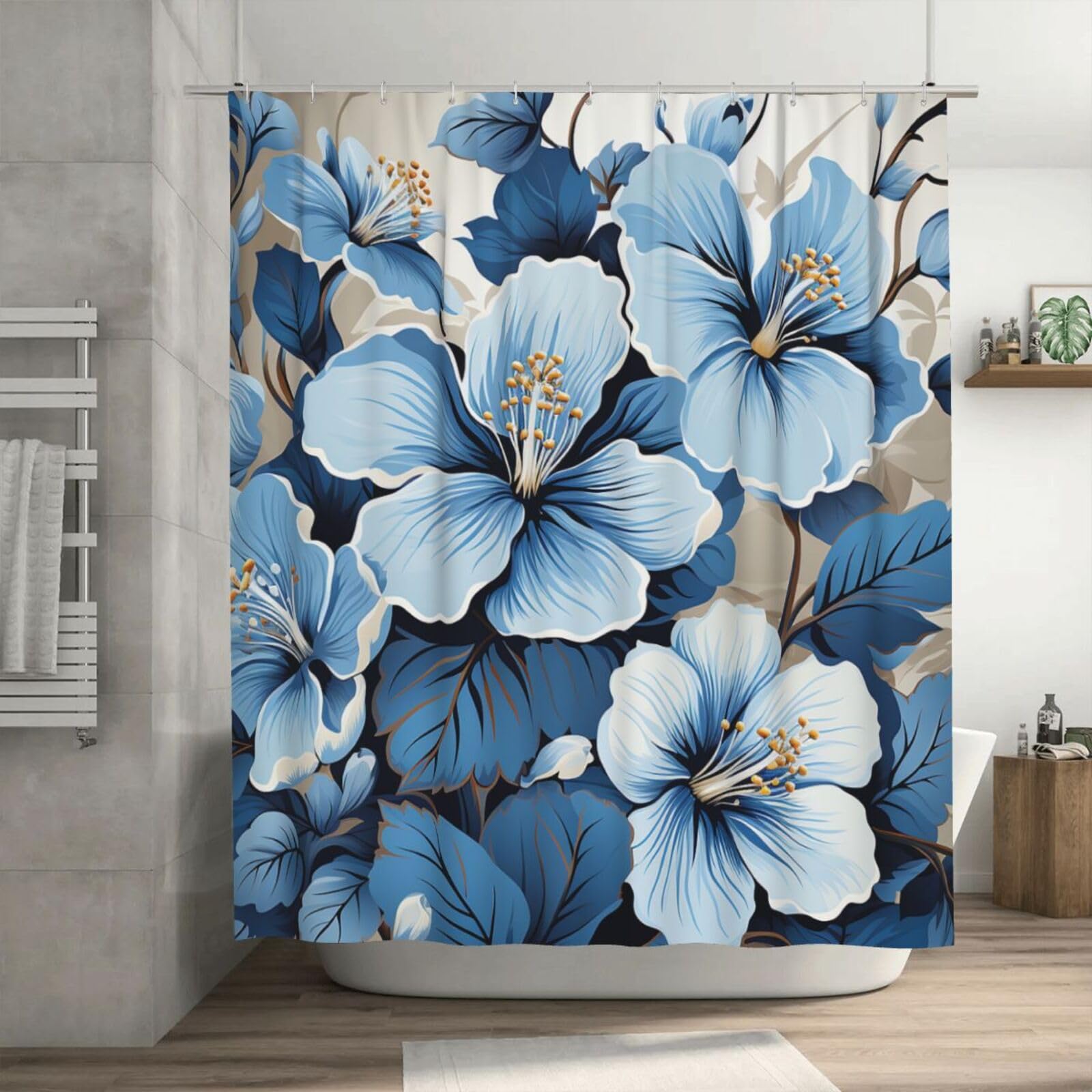 Rideau de douche imperméable épais anti-adhérence avec motifs fleurs
