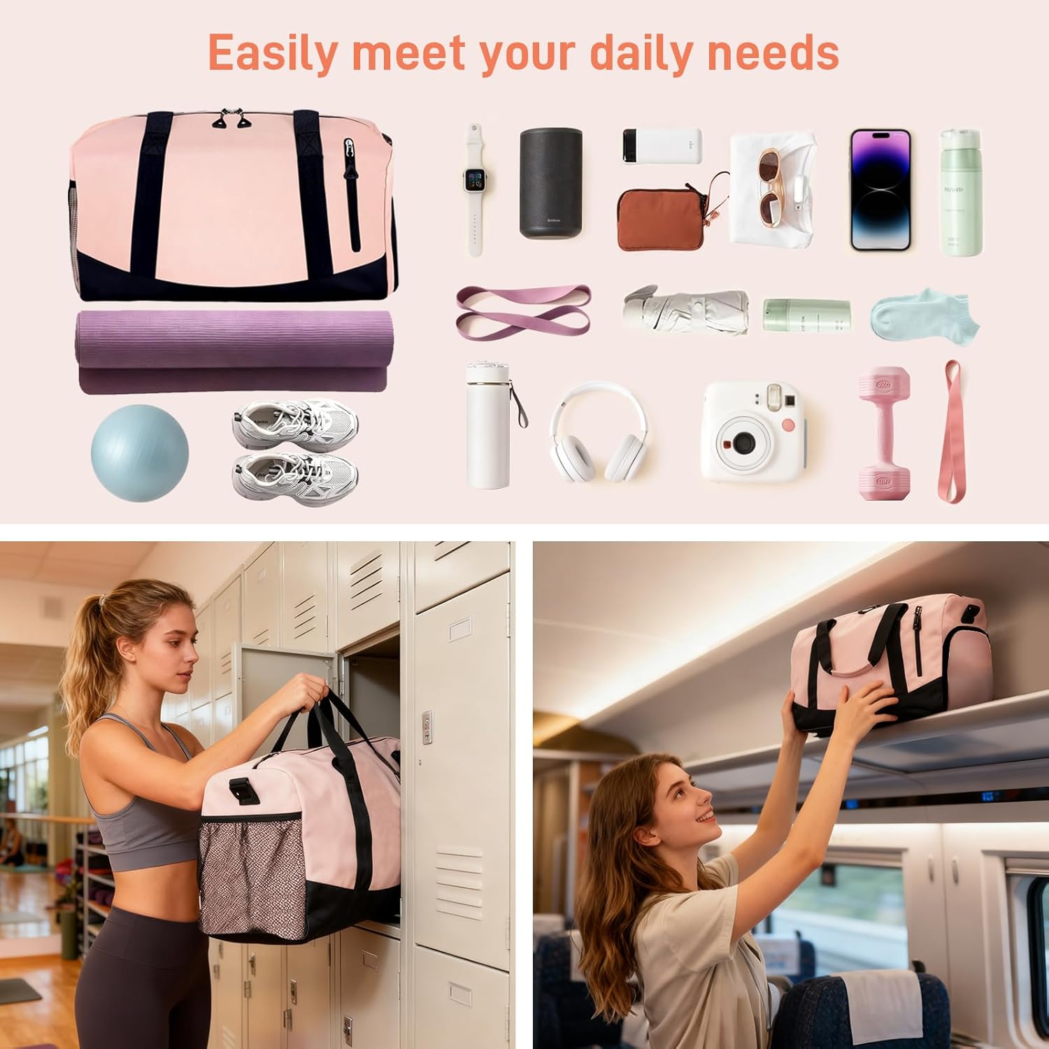 Yoga Mat Bag, Gym Workout Bag with Water Bottle Pocket, Pilates Bag for Women with Wet & Dry Pocket, Yoga Bags and Carriers Fits All Your Stuff, Yoga Tote Bag for Sports Travel Office