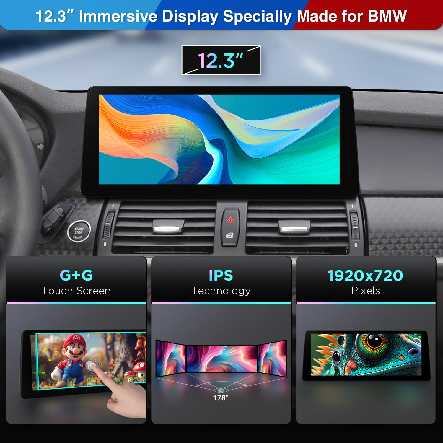 XTRONS 12.3 Inch Android 14 Qualcomm 680 Car Stereo for BMW X5 E70 / X6 E71 (2007-2010) CCC System, IPS Touch Screen 8+128GB Car Radio GPS Navigation Support Wireless CarPlay Android Auto