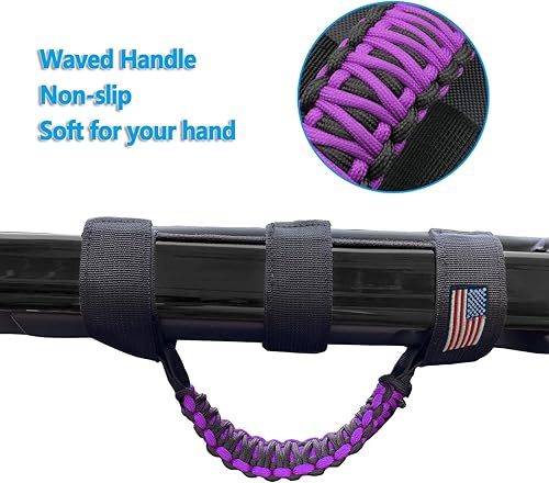 Miniatura 30 de Asas de agarre de barra antivuelco de cuerda de paracaídas prémium para Jeep Wrangler YJ TJ JK JKU JL JLU Sports Sahara Freedom Rubicon Unlimited X