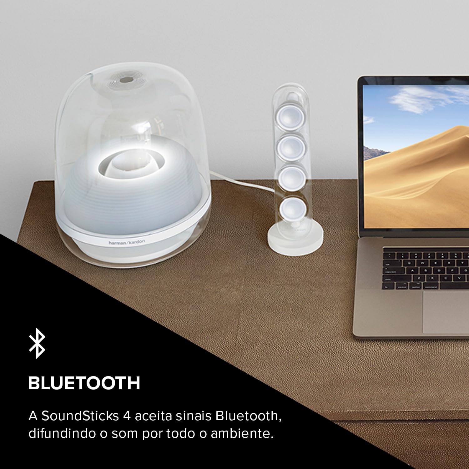 Caixa de Som Bluetooth Harman Kardon SoundSticks 4 140W - HKSOUNDSTICK4WHTBR