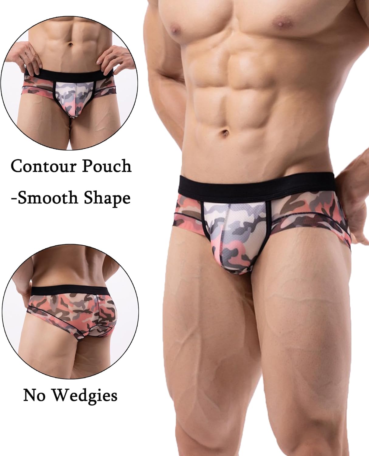 Men's Underwear Briefs Low Rise Men's Briefs No Fly Pouch Half Back Coverage Silky Bikini Underwear for Men Pack - Image 2