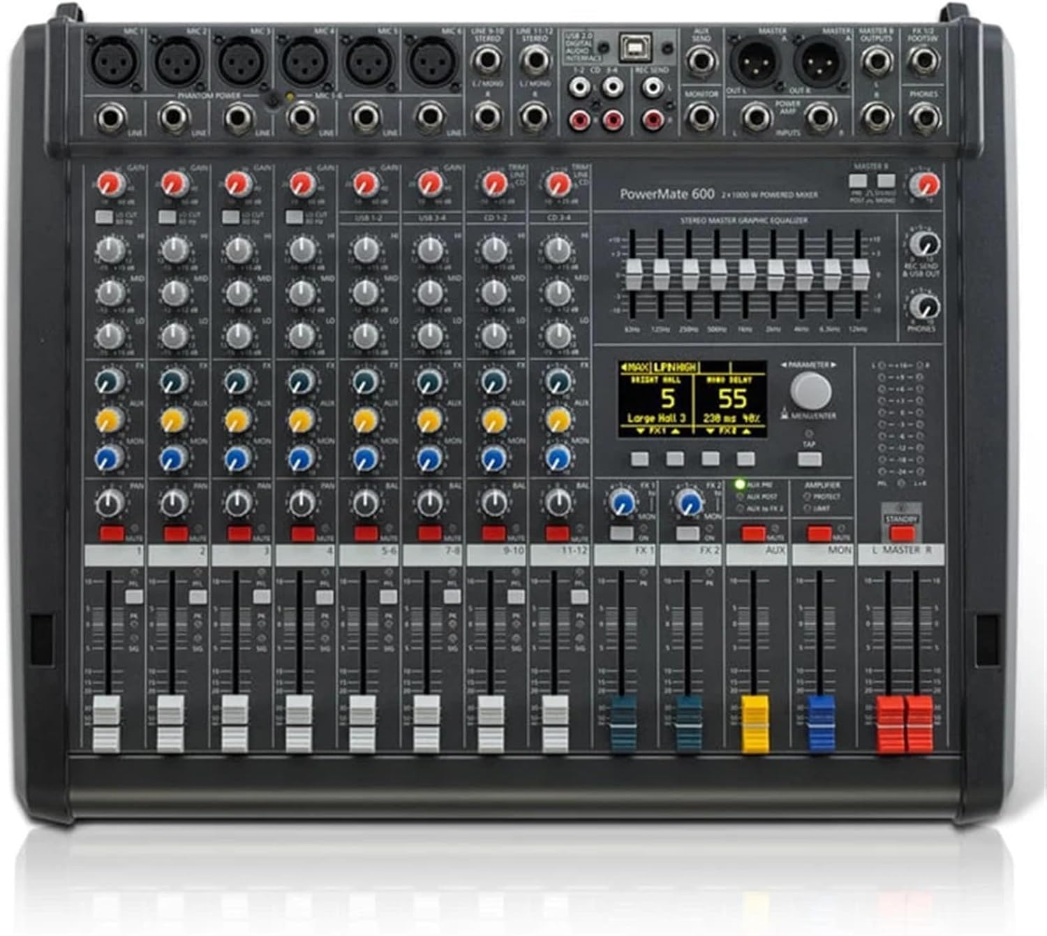 Dj Controller 1:1 Powermate Pm600-3 Power Audio Mixer Console 2 * 1000W 4Ω Professional Powered Mixing 6+2Channel for Dj Professional Stage Dj Starter Kit-THSDXC84338
