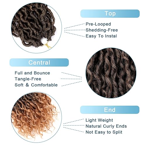 Miniatura 3 de Goddess Locs - Extensiones de cabello de ganchillo para mujeres negras, 18 pulgadas, 6 paquetes de río bohemio de pelo sintético rizado preanudado
