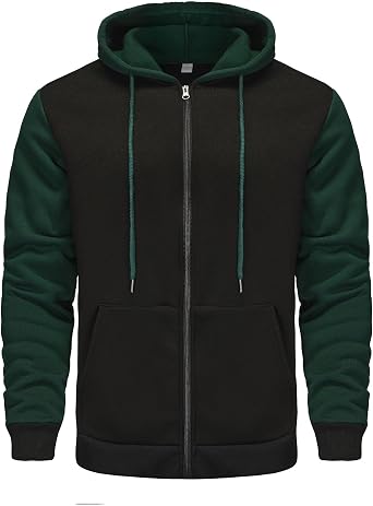 Mens Lightweight Zip Up Hoodie Athletic Long Sleeve Jacket Fall Winter Fleece Drawstring Workout Sweatshirt