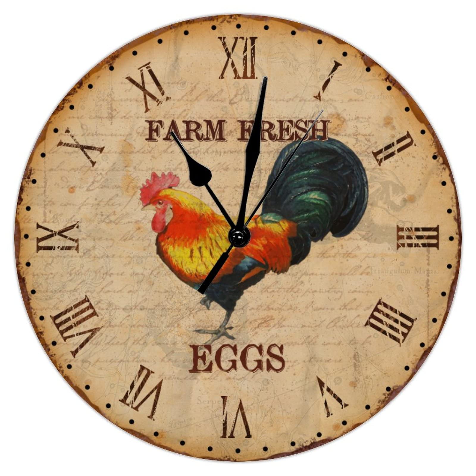 Horloge murale rustique coq pour salon et chambre de ferme