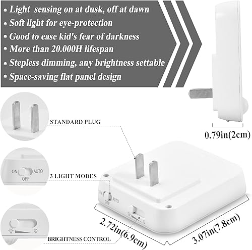 Miniatura 3 de Luces nocturnas de pared, paquete de 2 luces de noche LED de tortuga marina de color (2) sensor de atardecer a amanecer, brillo ajustable de