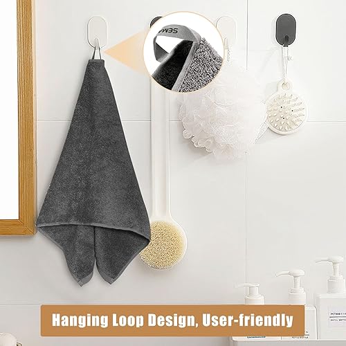 Miniatura 3 de SEMAXE - Paquete de 12 toallas de mano para baño, toallas 100 % algodón con bucles para colgar, suaves y altamente absorbentes, toallas de mano para