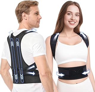 babaka Posture Corrector for Women and Men, Adjustable Full Back Support, Upper and Lower Back Pain Relief, Back Brace, Shoulder Straightener, Scoliosis, Hunchback, Thoracic, Spine Corrector (Medium, Waist: 28''-36'')