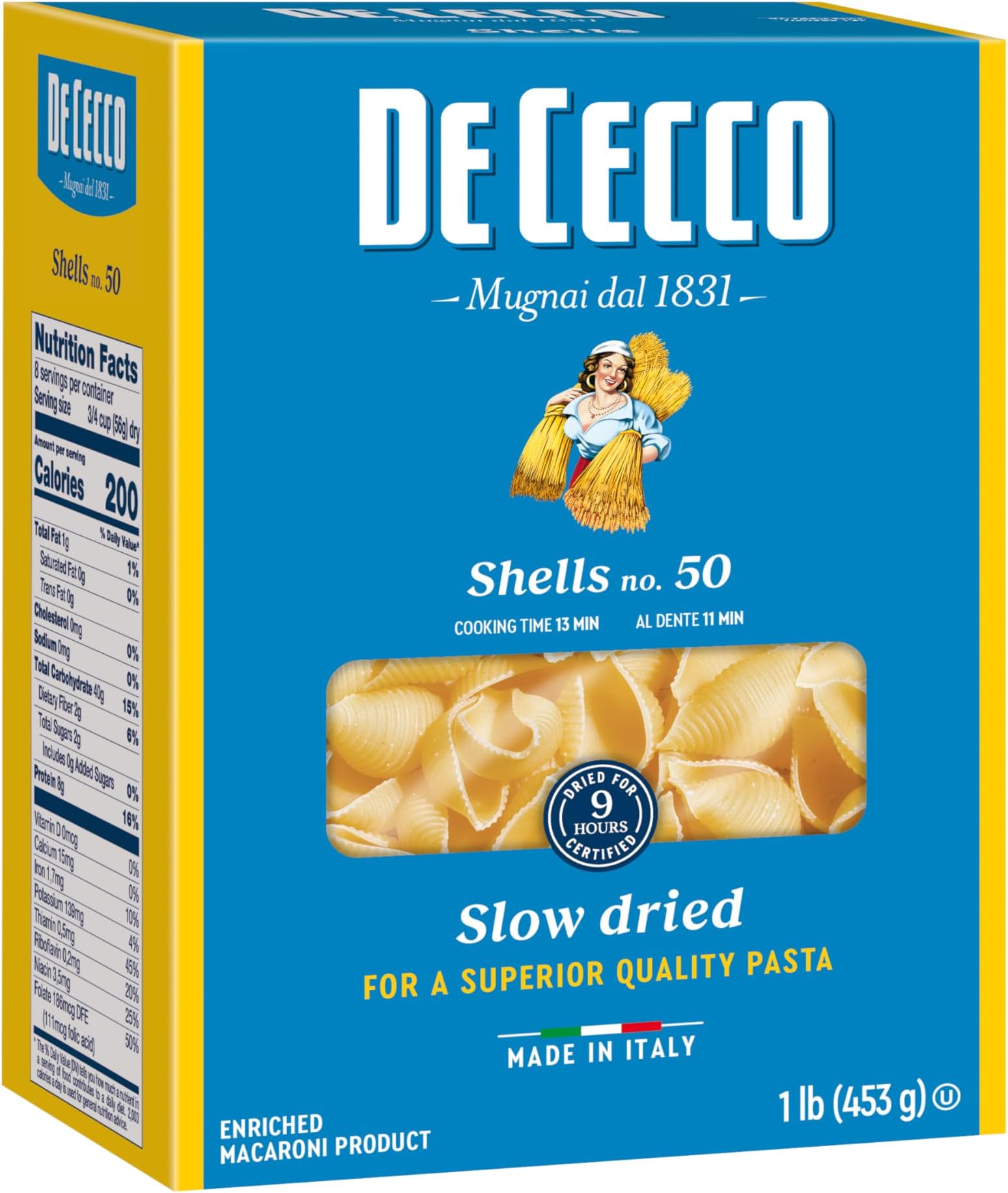 Amazon.com : De Cecco Semolina Pasta, Shells No.50, 1 Pound (Pack of 12 ...