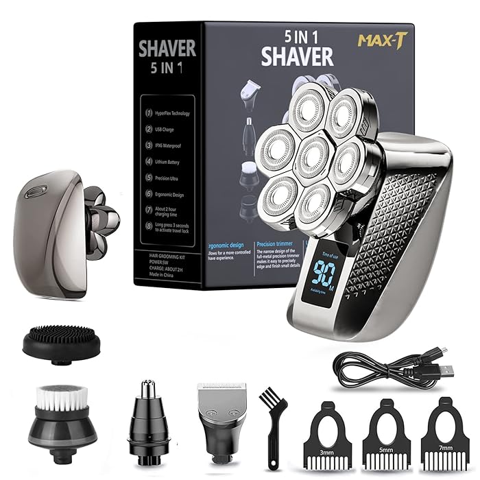Buy MAX-T Electric Hair&Beard Shaver,Waterproof Rechargeable Grooming ...