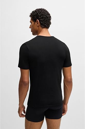 BOSS Mens Tshirt RN 3P Classic Three-Pack of Cotton Underwear T-Shirts with Logos - 8