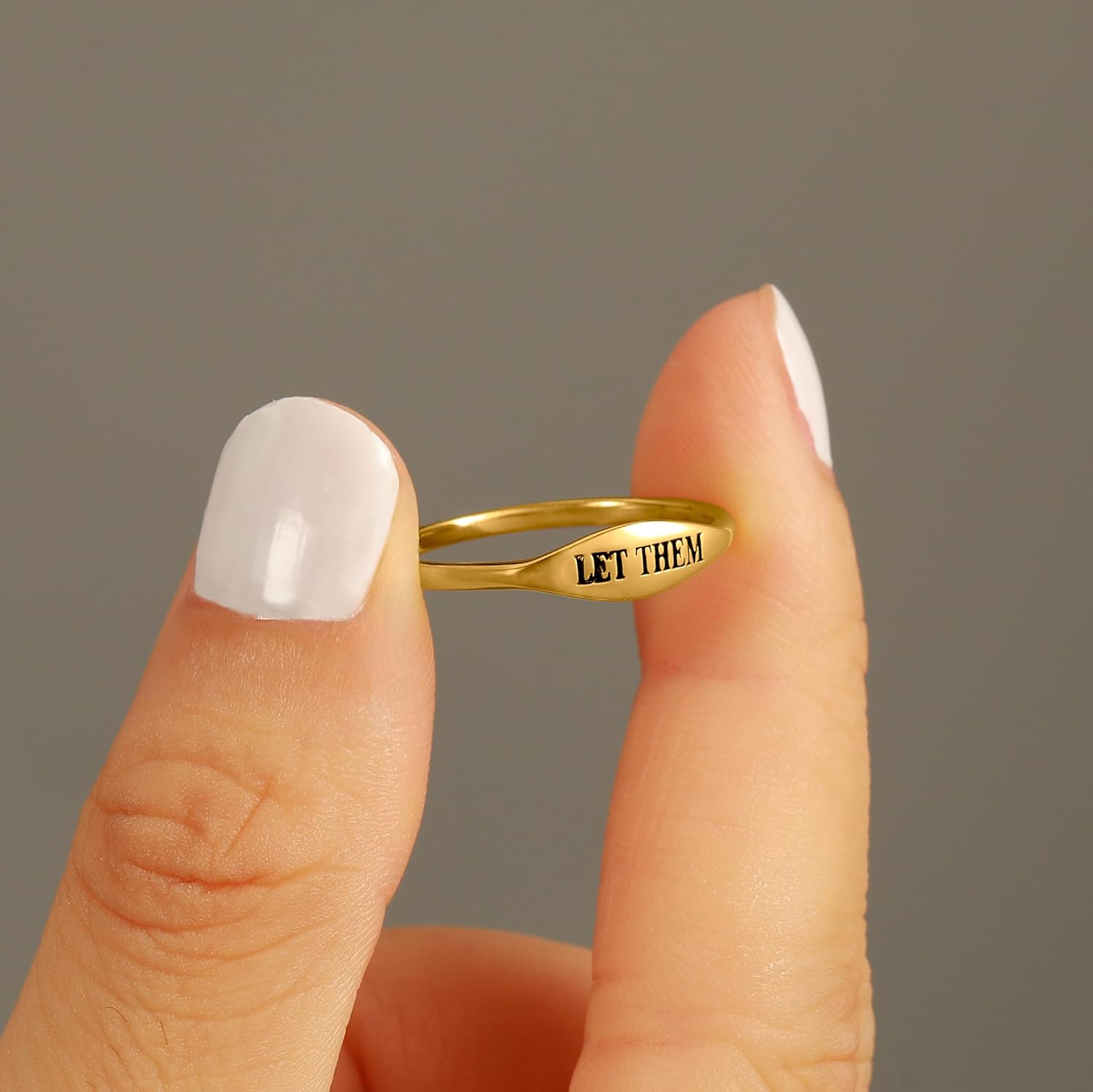 LET Them Ring for Women,Self Worth Motivation Ring for Men, 925 Sterling Silver Simple Carve Ring To Best Friend Inspirational Friendship 14K Plated Gold Band Ring Valentines Day Birthday Jewelry Gifts - Image 6