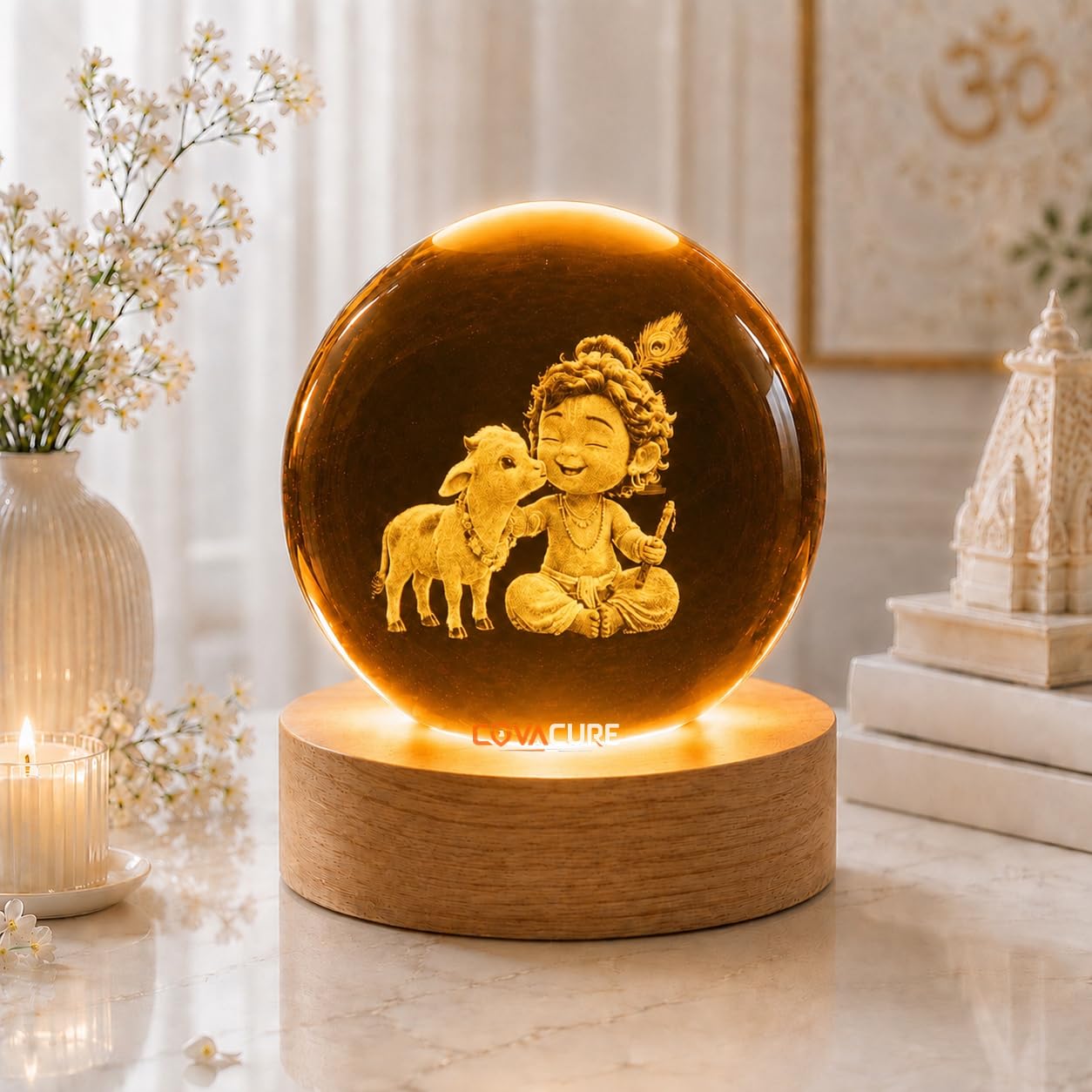 Radha Krishna Swing Crystal Ball Night Lamp - USB LED -15