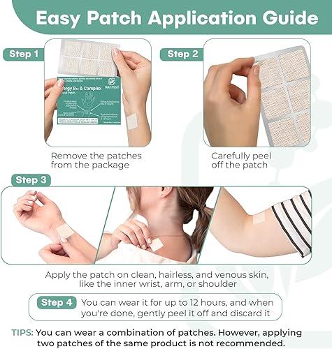 Miniatura 7 de NUTRI-PATCH Energy B12 & Complex Topical Patch, infundido con B1, B2, B3, B5, B6, B12, biotina, colina e inositol, 30 unidades