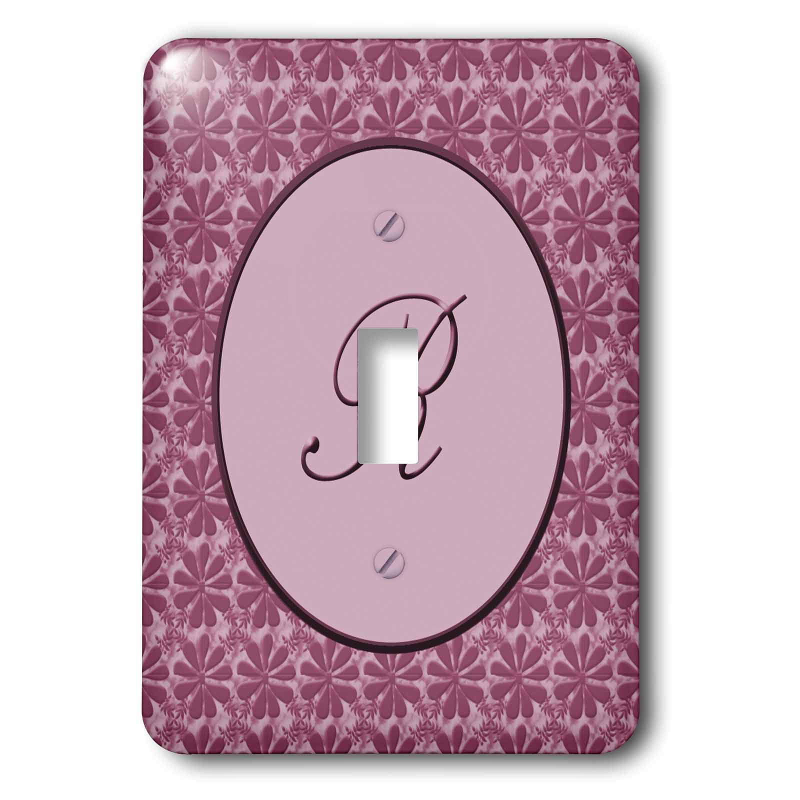 Interrupteur simple rose avec motif floral et lettre R élégante 3dRose