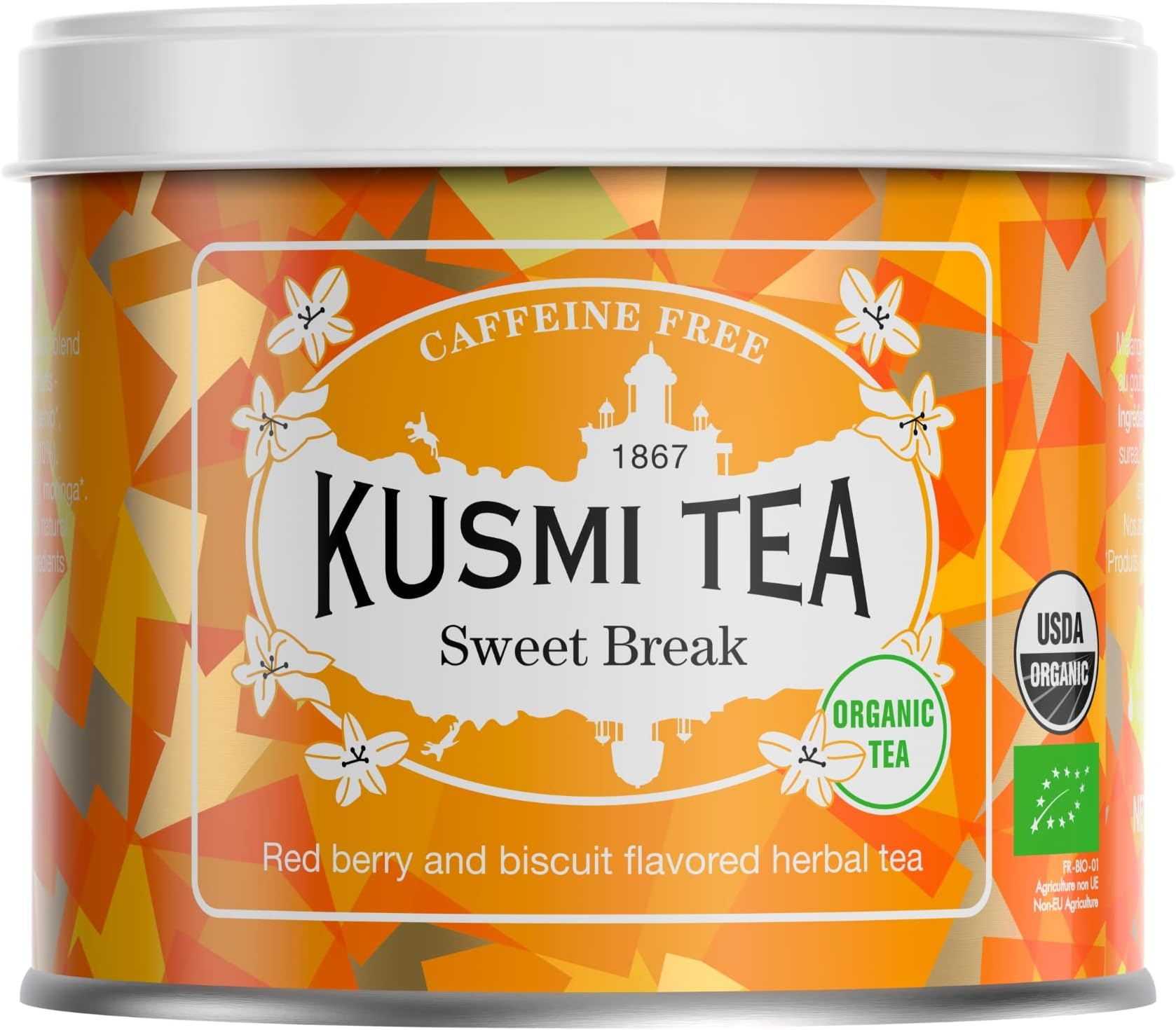 Sweet Break - 3.5 oz Loose Tea Tin - Organic Herbal Tea with Hibiscus, Red Berry & Hints of Cookie - Caffeine Free - Enjoy Hot or Iced