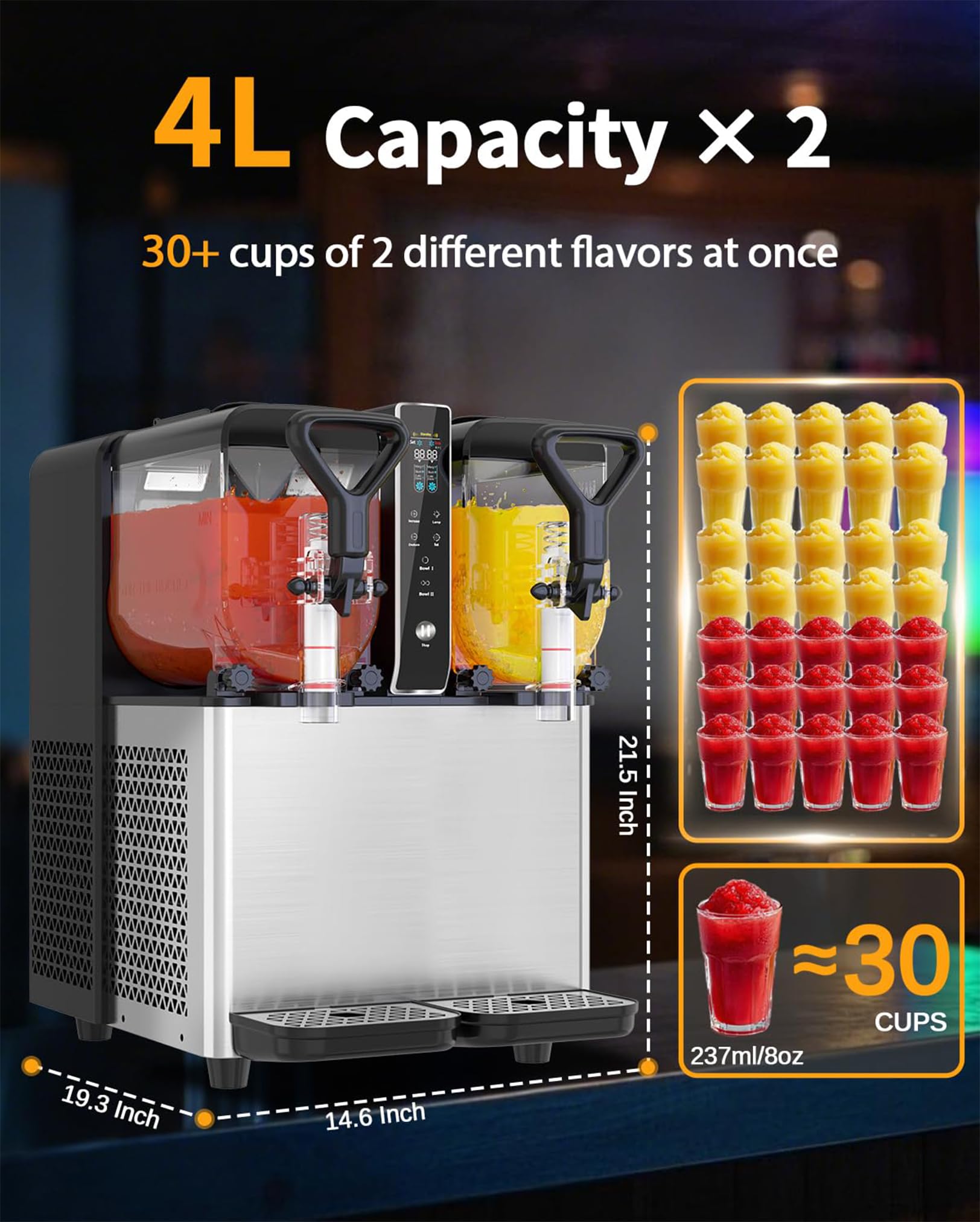 Amazon.com: GSEICE Slushie Machine, 4L/1.05 Gal x 2 Tank Margarita