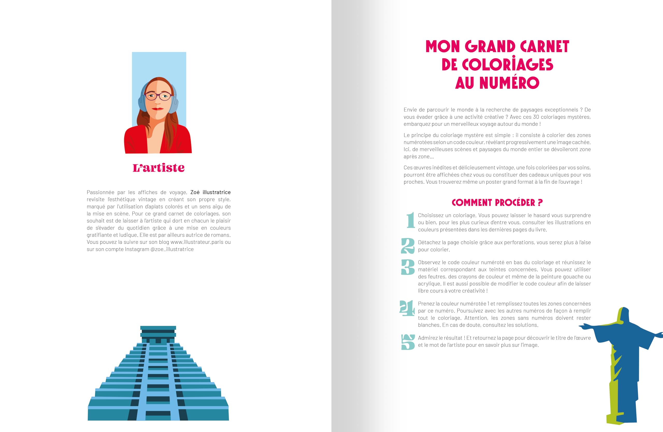 Image secondaire de Monde et Merveilles : 30 Coloriages Mystères pour Adultes avec Poster