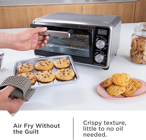 Miniatura 5 de Decker Crisp N Bake PRO - Freidora de aire de 4 rebanadas, horno tostador compacto para encimera, horno tostador para aperitivos, comidas pequeñas,